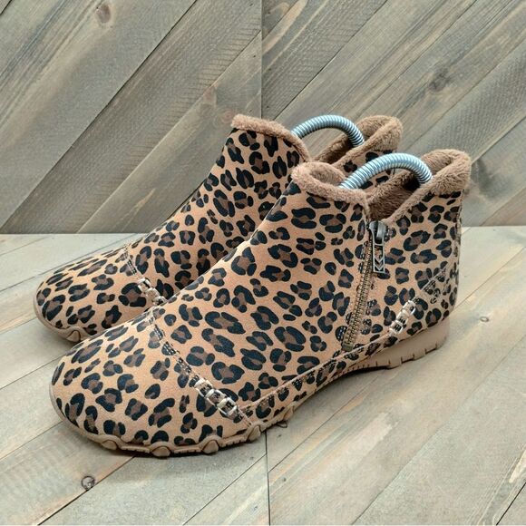 Skechers Relaxed Fit‎ Biker Animal Print Ankle Boots Womens Size 8.5 Brown Black - Picture 1 of 9